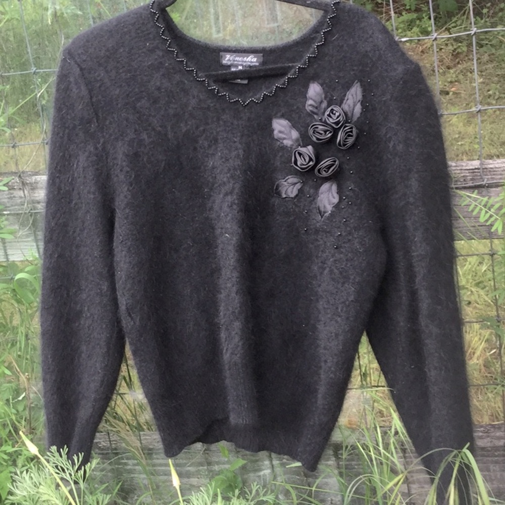 Vanesha angora rose sweater boho Coachella festival cowgirl rodeo queenretro y2k